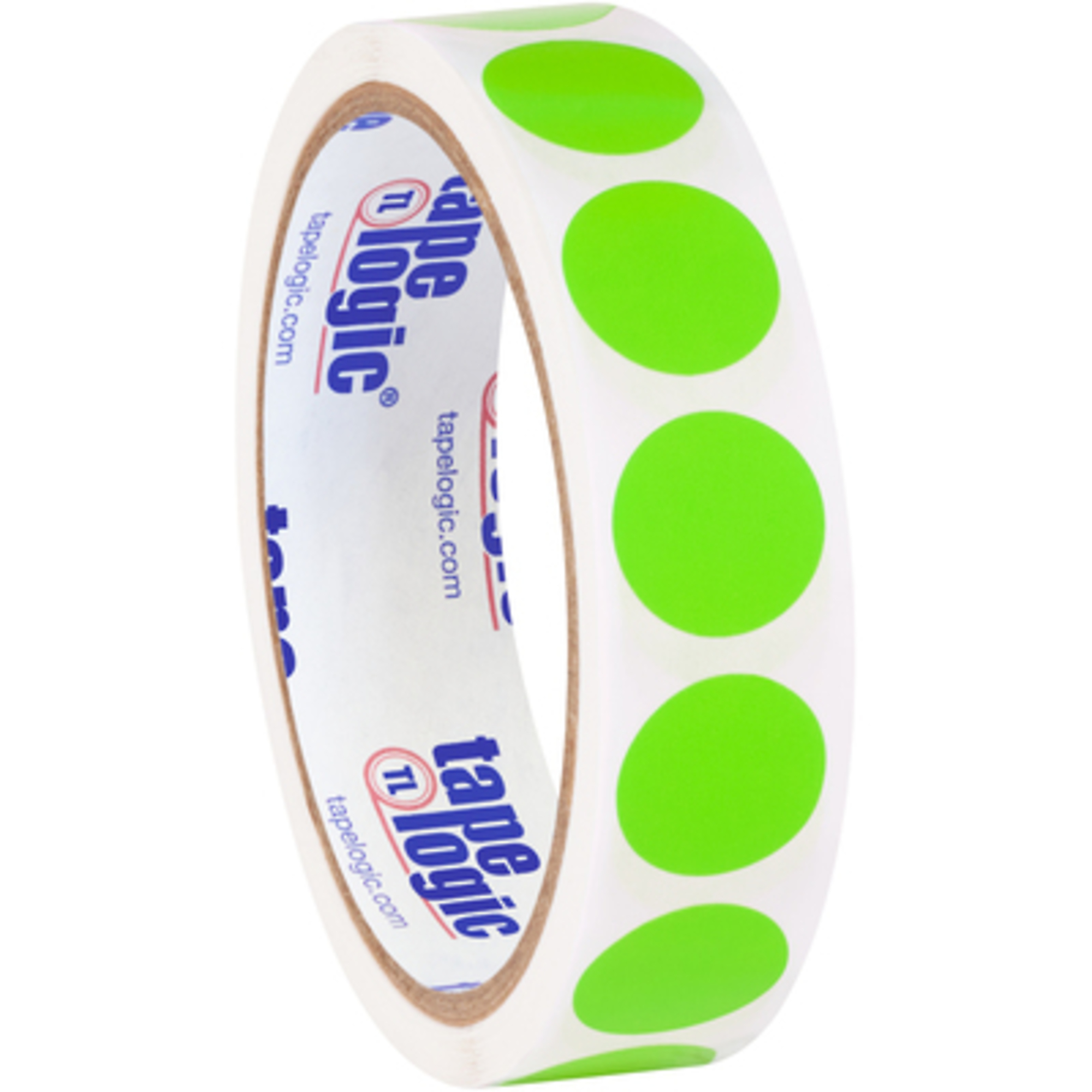 Stock Packaging Fluorescent Green Removable Labels — 3/4in. Diameter, 500 Pcs, Model# DL1388FG